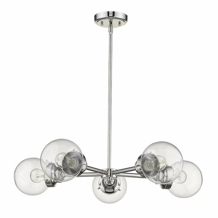 HOMEROOTS 6 x 30 x 30 in. Portsmith 5-Light Polished Nickel Chandelier 398210